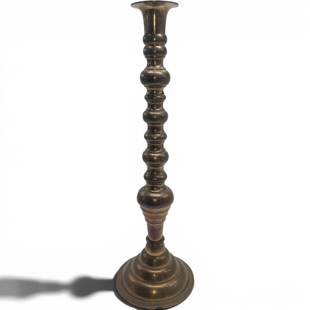 Vintage Spindle Tall‎ Candlestick Gold Brass Dark Academia Decor